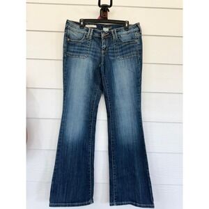 D- 56- Decree Womens Medium Wash Bootcut Stretch Jeans Size 13 Patch Pockets